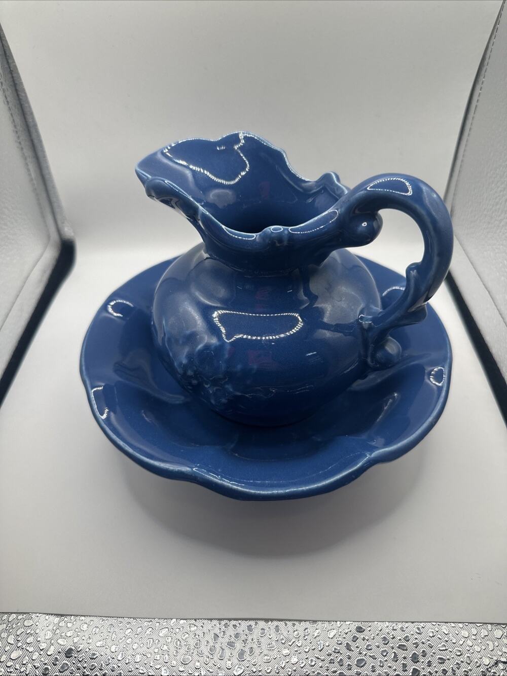 Vintage McCoy Cobalt Blue Pitcher & Bowl Basin Set - No Chips -